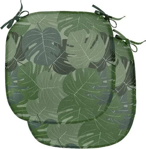 Vista 151 de Ambesonne Cojín de asiento para silla de flores, detalles florales con hojas y remolinos, estampado artístico romántico y vívido y vibrante
