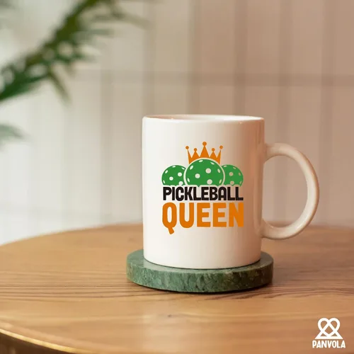 Vista 6 de Pickleball Queen Pickleball Regalos para mujeres, taza de cerámica para amantes del pickleball para jugadores de pelota, taza de café de 11 onzas