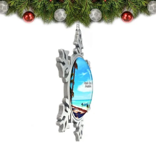 Vista 2 de Saona Island Punta Cana Dominica Adorno de Navidad Decoración de árbol de cristal Metal Souvenir Regalo