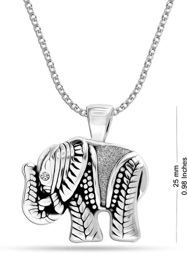 Vista 3 de LeCalla Collar con colgante de elefante de plata de ley 925, lindos animales de la buena suerte, pulseras, aretes, joyería para mujeres y mujeres