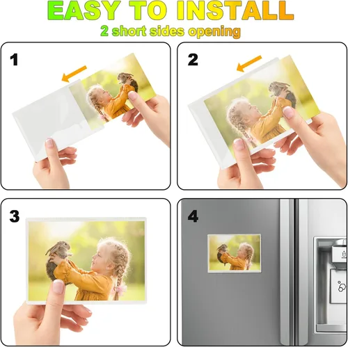 Vista 6 de CHUNNIAO Paquete de 24 imanes de fotos para refrigerador, más solución para mostrar tus fotos, 12 marcos de fotos para refrigerador y 12 hojas