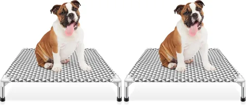 Vista 12 de Kuntrust Cama Elevada para Perros de Exterior Actualizada Catre para Mascotas Elevado Cama Refrescante para Cachorros Cama Elevada para Perros