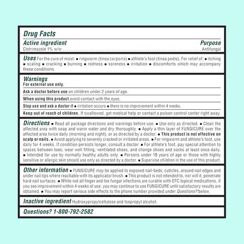 Vista 10 de FUNGICURE Gel Líquido Medicado - Fuerza Máxima 0.35 Onzas Líquidas Cures fungal infections & kills 6 types of fungus. Clinically proven