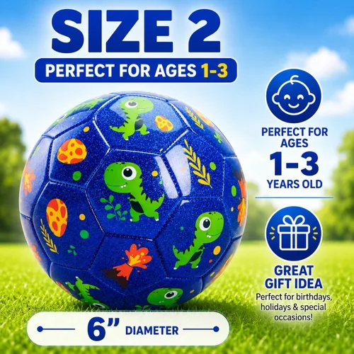 Vista 3 de U&C Planet Soccer Ball Size 2 Size 3 Size 4 for Toddler Kids with Pump Deflated, Cartoon Unicorn Dinosaur Classic Soccer Ball Gift Toy for Girls
