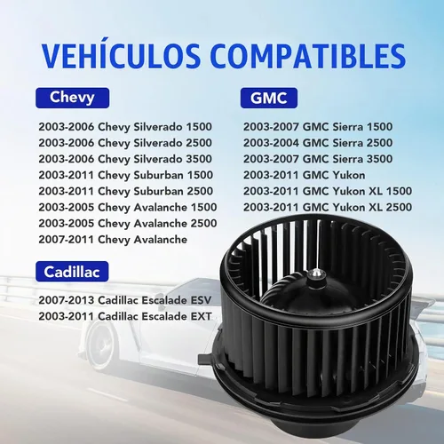 Vista 3 de Motor de ventilador de CA 700191 para Chevy Silverado Suburban GMC Sierra