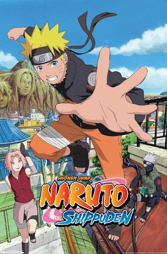 Vista 9 de Trends International Naruto Shippuden - Póster de pared de salto, 14.725 x 22.375 pulgadas, versión enmarcada de madera de granero