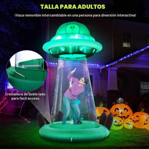 Vista 4 de ZPISF Inflables de Halloween de 10 pies OVNI con vaca flotante decoraciones Secuestro OVNI de 10 pies