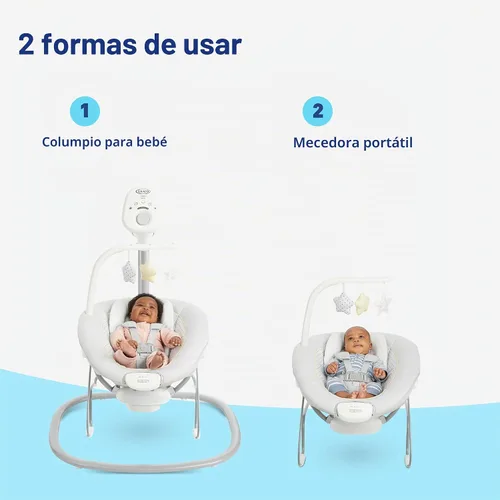 Vista 2 de Graco Sway2Me - Asiento portátil para bebé con música, sonidos y ajustes ajustables, colección Watson