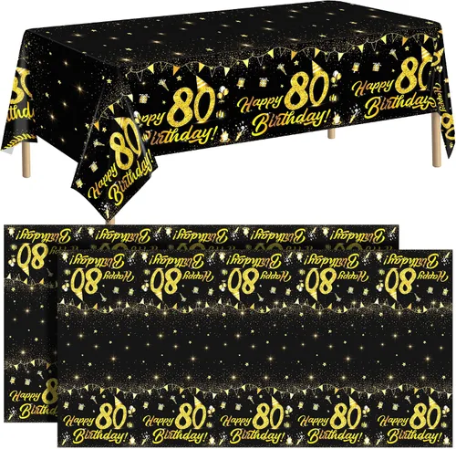 Vista 13 de durony Paquete de 2 manteles de cumpleaños de 18 años, de plástico, color negro y dorado, impermeable, rectangular, para fiestas en interiores