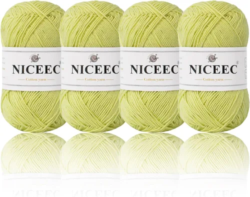 Vista 58 de NICEEC 4 madejas de hilo de algodón suave para bebé, 4 capas, manualidades DIY, peso fingering, hilo para manta para ganchillo y tejido, total 700