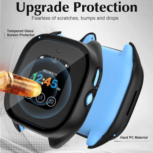 Vista 3 de Paquete de 2 fundas compatibles con Verizon Gizmo Watch 3, protector de pantalla de policarbonato duro de policarbonato integrado, protector