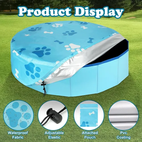 Vista 3 de Rypet Cubierta plegable redonda para piscina de mascotas de 71 pulgadas, fundas de piscina para niños, a prueba de fugas, lavables, accesorios