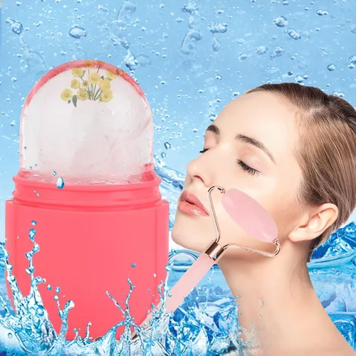 Vista 5 de Rodillo de hielo facial para el cuidado de la piel, rodillo de hielo para cara y ojos, cubo de belleza ilumina la piel y mejora el brillo natural