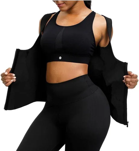 Vista 2 de LeongLzt Entrenador de cintura para mujer moldeador de cintura corsé sin mangas chaleco recortador de cintura con correas Negro