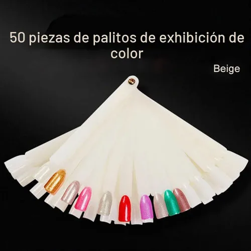 Vista 5 de 50 unidades de palos de muestra de uñas con anillo, consejos de práctica de esmalte de uñas en forma de abanico, muestra de uñas, práctica de uñas