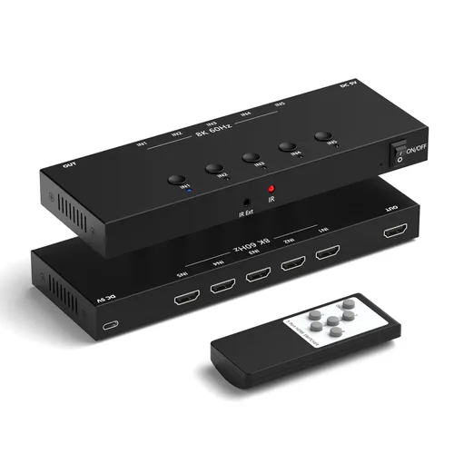 Vista 5 de 8K HDMI Switcher, 4HDMI in- 4 Out(HDMI Output/Optical Digital Audio Output/Analog L/R Stereo Audio Output/3.5mm Analog Stereo Headphone Output) with