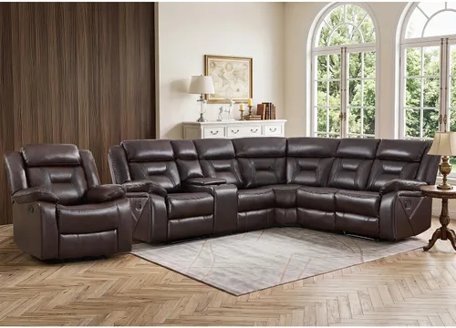 Vista 19 de Sofá reclinable manual de cuero sintético, sofá reclinable de 3 plazas, sofá cama para sala de estar, muebles, sala de reuniones, marrón oscuro