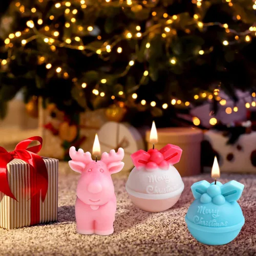 Vista 4 de 3 moldes de resina de Navidad, adornos de Navidad 3D, moldes de silicona para hacer velas de Navidad, moldes de fundición de epoxi para bricolaje
