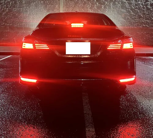 Vista 6 de iJDMTOY OE-Spec Luces Reflectoras LED Completas de Parachoques Inferior con Lente Roja Compatible con Honda Accord Sedán 2016-2017, Funcionan como