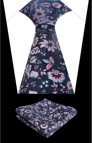 Vista 142 de Alizeal Mens 3.15inches Leaf Flower Pattern Tie with Floral Pocket Square Set