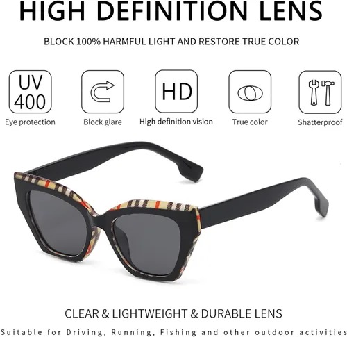 Vista 2 de Gafas de sol de ojo de gato para mujeres y hombres, gafas de sol retro de moda UV400 AM017