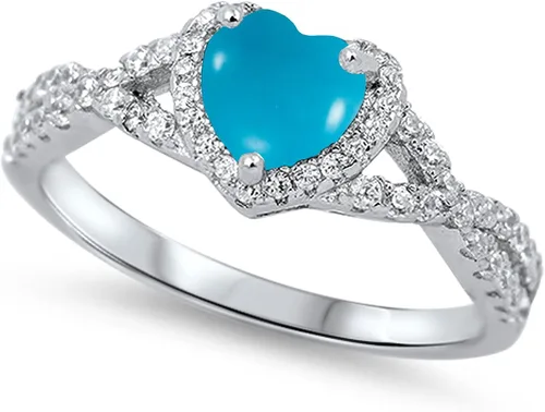 Vista 15 de Elige tu color. Anillo de compromiso de plata fina con diseño de corazón y halo Claro