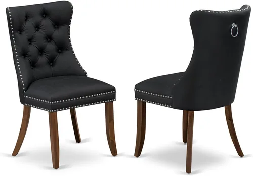Vista 6 de East West Furniture ANDA5-AWA-12 - Juego de mesa de cocina de 5 piezas, incluye una mesa de comedor redonda con pedestal y 4 sillas Parson tapizadas
