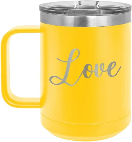 Vista 10 de Love Black 15 oz taza de café w/tapa superior deslizante Taza de café de viaje aislado Ideas de regalo de cumpleaños o Navidad de mujeres