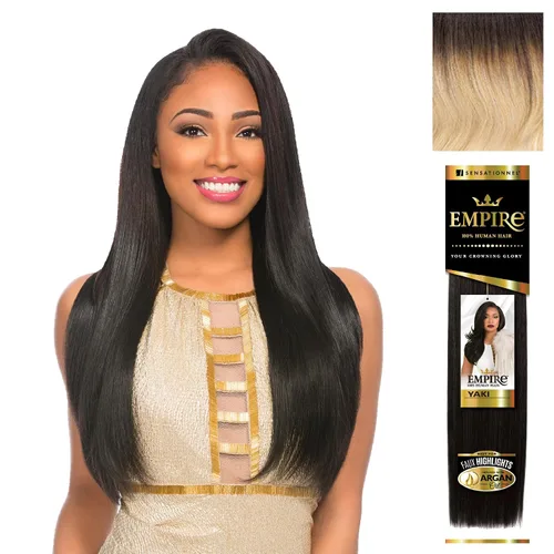Vista 16 de Sensationnel - Cabello humano Empire Yaki, tejido sin enredos para un tejido rápido y estilo cosido para conseguir reflejos artificiales, paquete