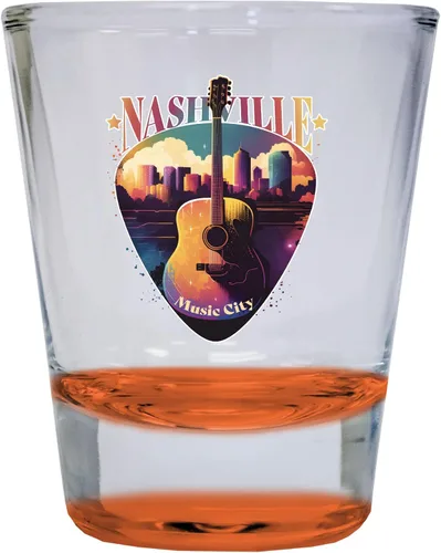 Vista 4 de Nashville Tennessee Music City Souvenir - Vaso de chupito redondo de 1.5 onzas (azul)