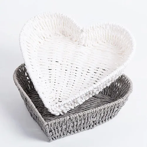 Vista 5 de Cesta en forma de corazón, cesta de picnic linda para almacenamiento de pan Negro
