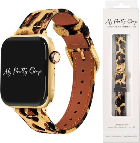 Vista 10 de My Pretty Strap - Correa compatible con Apple Watch, correa de lujo de cuero genuino para iWatch de repuesto - Se ajusta a la mayoría de muñecas