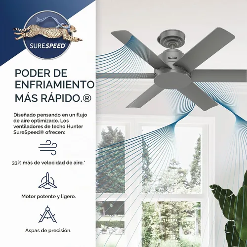Vista 9 de Hunter 59614 Kennicott - Ventilador de techo para exterior o interior de 44 pulgadas sin luz - Ventilador de techo blanco sin luz, para patio Blanco