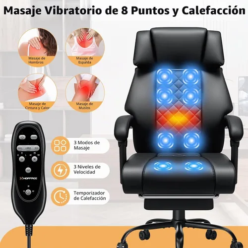 Vista 4 de HOFFREE 8-Point Vibration & Heat Massage Office Chair with Footrest,Black Dark