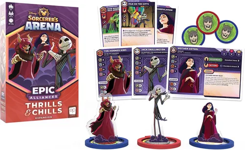Vista 2 de Disney Sorcerer's Arena Epic Alliances Thrills and Chills Expansión Con Jack Skellington, El Rey Cuerno y Madre Gothel Juego de mesa familiar