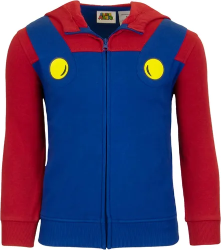 Vista 3 de Nintendo Super Mario Bros. - Sudaderas con capucha para niños, Mario y Luigi con cremallera para niños