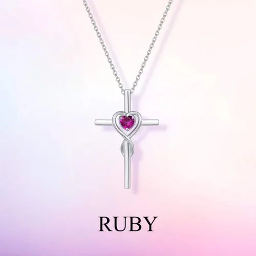 Vista 9 de FANCIME Collar de cruz de piedra natal para mujer, collar de piedra natal, collar con colgante de cruz infinita, joyería fina, regalo de Navidad