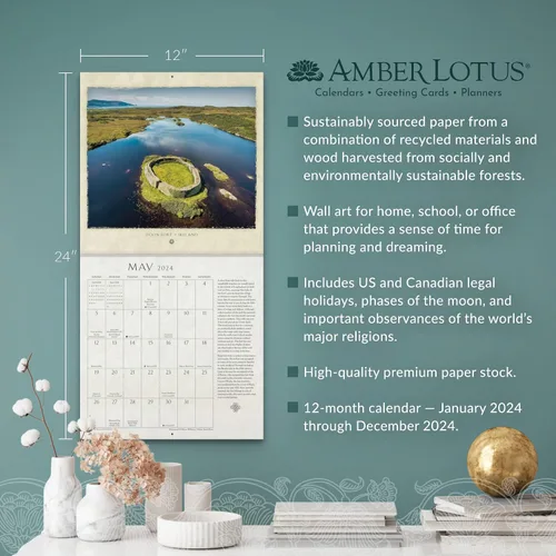 Vista 5 de Sacred Celtic Sites 2024 Wall Calendar And Other Places of Power in Britain and Ireland 12" x 24" Open Amber Lotus Publishing