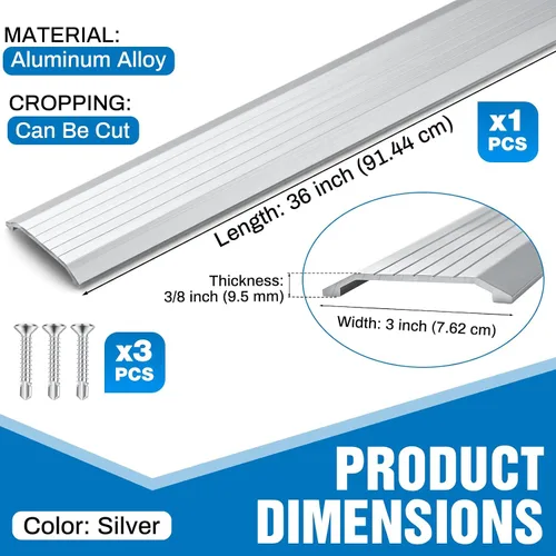 Vista 2 de 1 unids 3" W X 3/8" H X 36" L umbral de aluminio para puerta