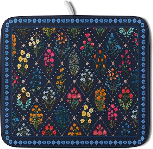 Vista 46 de Alfombrilla de secado de platos para encimera de cocina pequeña absorbente de café de otoño Alfombrilla de secado de microfibra de bosque de otoño