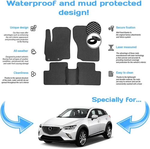 Vista 3 de Alfombrillas de auto de ajuste personalizado para todo tipo de clima para Mazda CX-3 2015-2023 - Aspecto elegante y ajuste de precisión (beige)