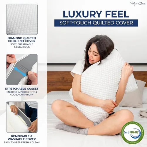 Vista 6 de Perfect Cloud - Almohada de espuma viscoelástica de doble temperatura, ajustable Memory foam pillow with a cooling, breathable design and an