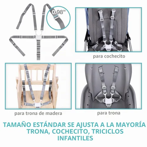 Vista 5 de Correas para silla alta, arnés de repuesto de 5 puntos para cochecito, cochecito, cochecito