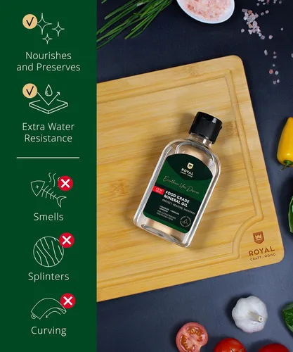 Vista 2 de ROYAL CRAFT WOOD Aceite mineral para tabla de cortar, 4 onzas líquidas, aceite mineral de grado alimenticio para tablas de cortar de bambú y madera