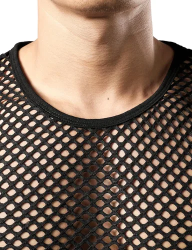 Vista 5 de JOGAL Top muscular sin mangas ajustado de malla para hombre