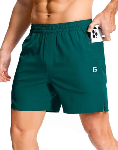 Vista 45 de GGJ Pantalones cortos deportivos ligeros para hombre con 2 bolsillos con cremallera de 7/5/9 pulgadas, pantalones cortos de tenis de secado rápido