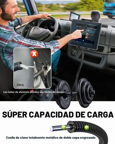 Vista 4 de Soporte para tablet para asiento de coche o camión, soporte largo de 19.7 pulgadas, brazo de cuello de cisne resistente para iPad Pro 12.9 Air Mini