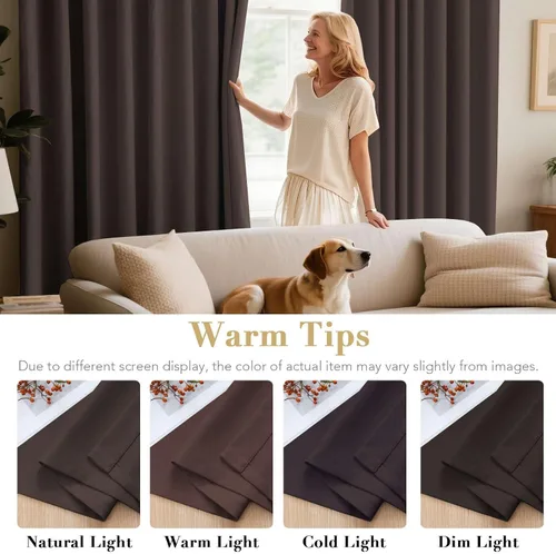 Vista 6 de Cortinas opacas para dormitorio, con aislamiento térmico para oscurecer la habitación, cortinas de sala de estar, 45 pulgadas de largo, con ojales