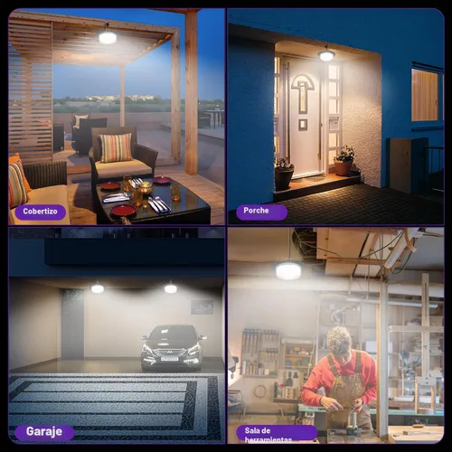Vista 8 de Luz Solar de Cobertizo para Interiores y Exteriores, Lámpara Colgante de 244 LED con Iluminación de 360°, Sensor de Movimiento, Impermeable, Luces