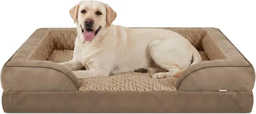 Vista 54 de L Plus - Cama ortopédica para perros grandes, sofá lavable para perros con espuma para huevos, forro impermeable y parte inferior antideslizante